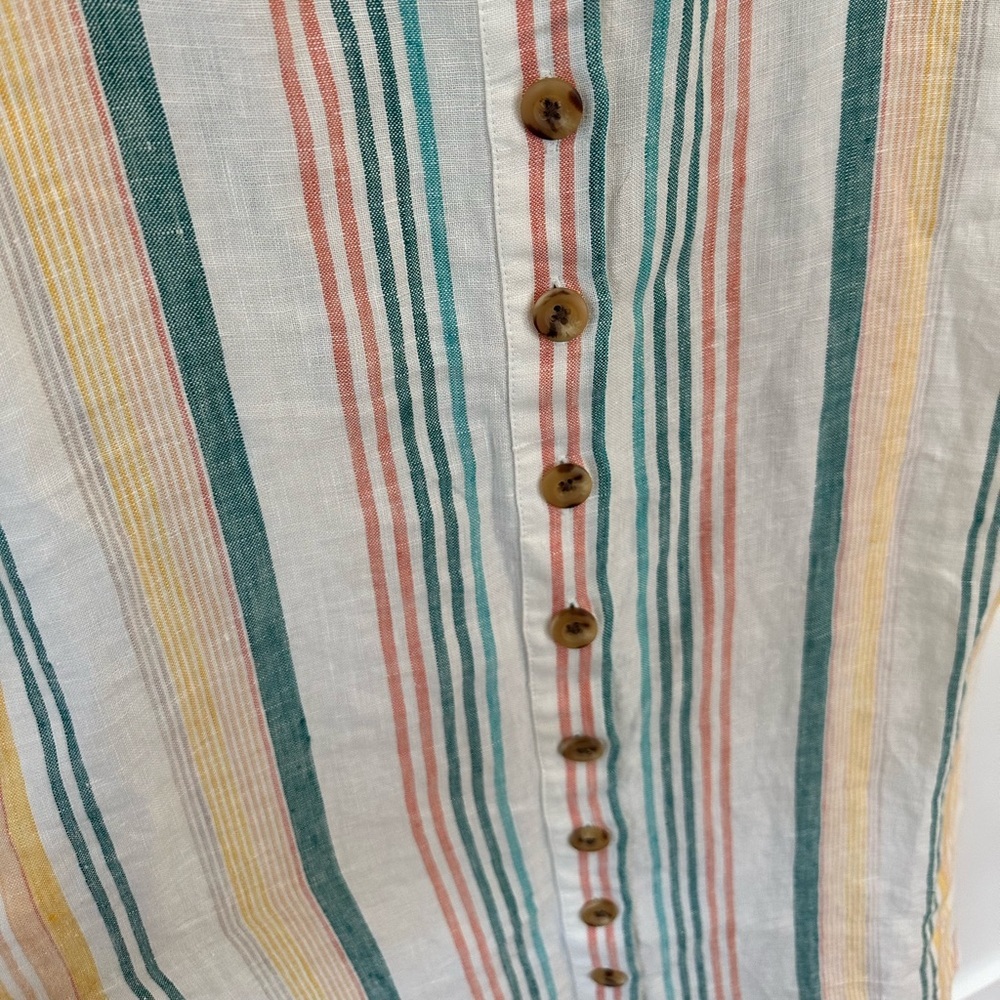 Madewell 100% Linen Button Front Midi Dress | Stripe | Size 2 | Like New - Picture 7 of 8